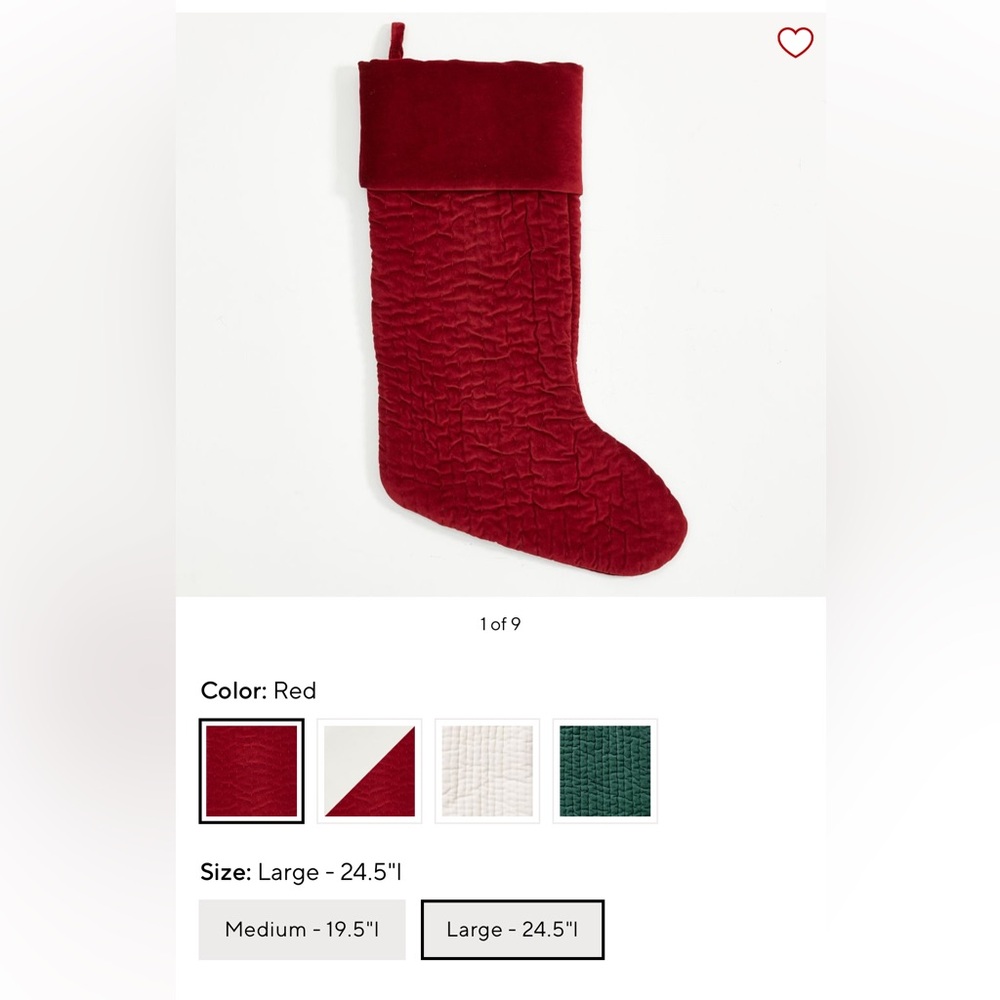 Pottery Barn Red Quilted Christmas Stocking